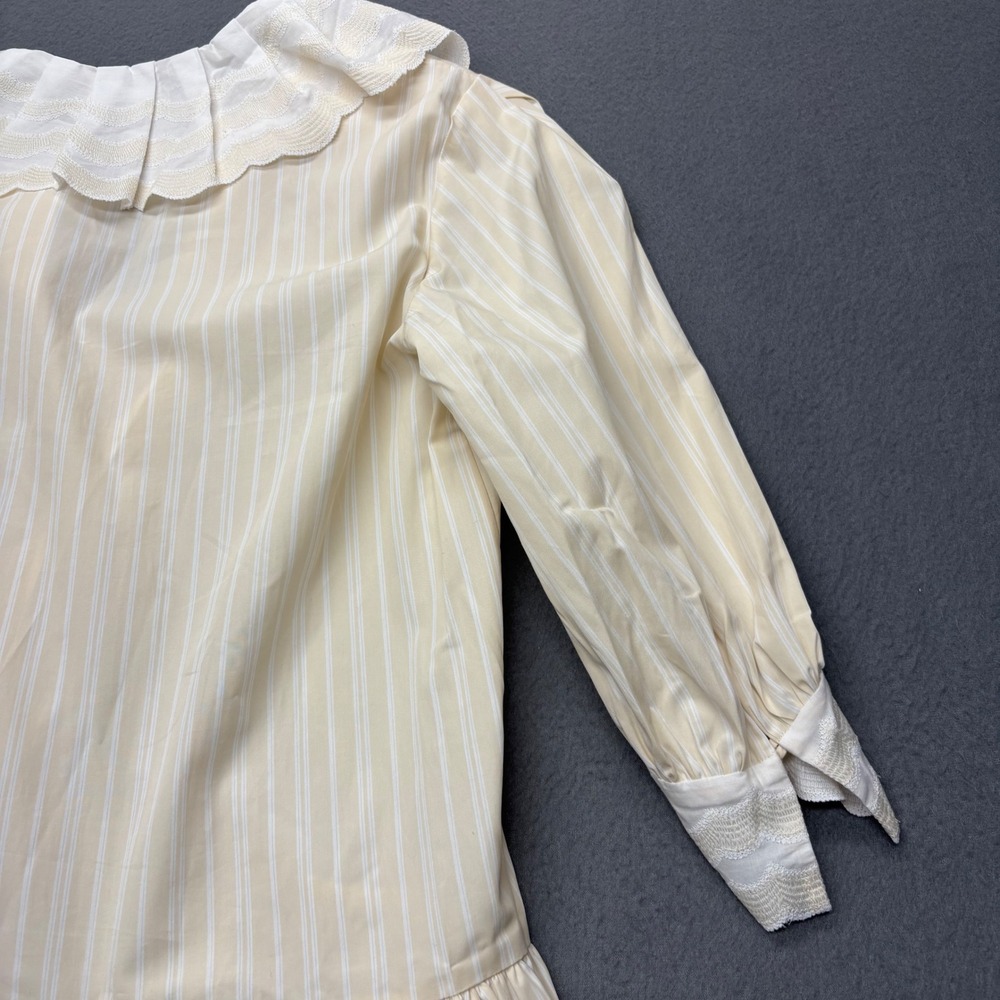 Sandro Cintia Gathered Striped Cotton Mini Shirt Dress Ruffle Collar‎ Size 40 - Picture 14 of 14